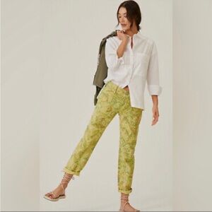 Anthropologie Lime Green Patterned Pants